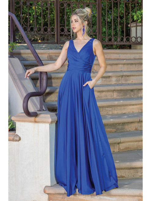 Dancing Queen 4262 Sleeveless V-Neck Pleated Bodice Dress