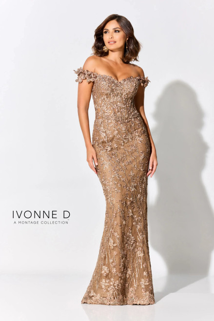 Ivonne D by Mon Cheri ID303 Allover Lace Off Shoulder Dress