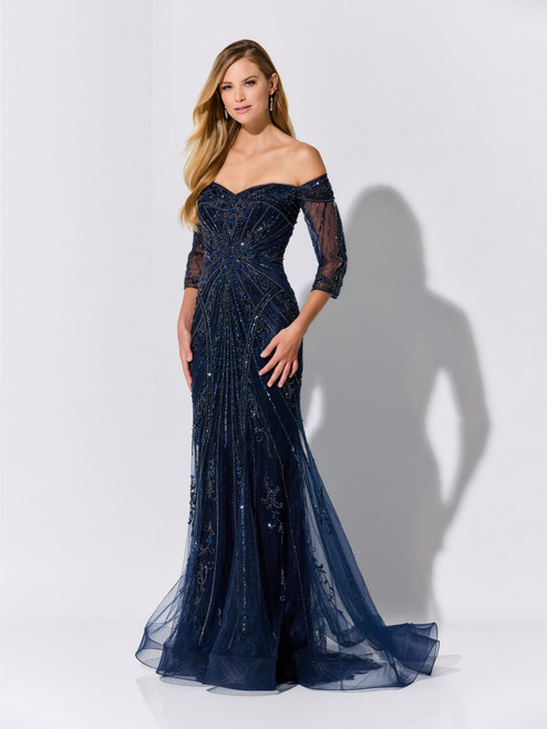 Ivonne D by Mon Cheri ID320 Embroidered Tulle Net Long Dress