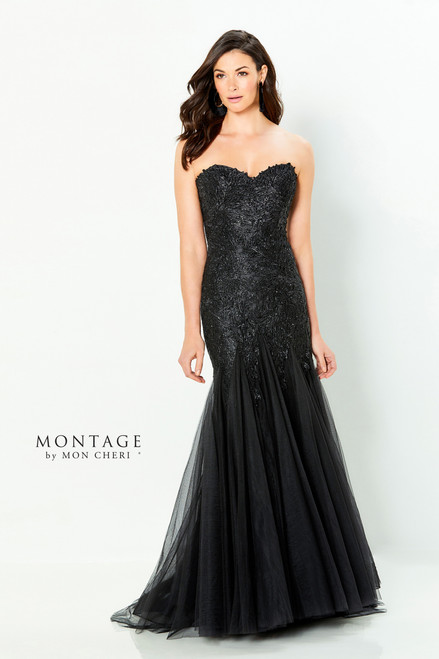 Montage by Mon Cheri 118964 Lace Tulle Strapless Long Dress