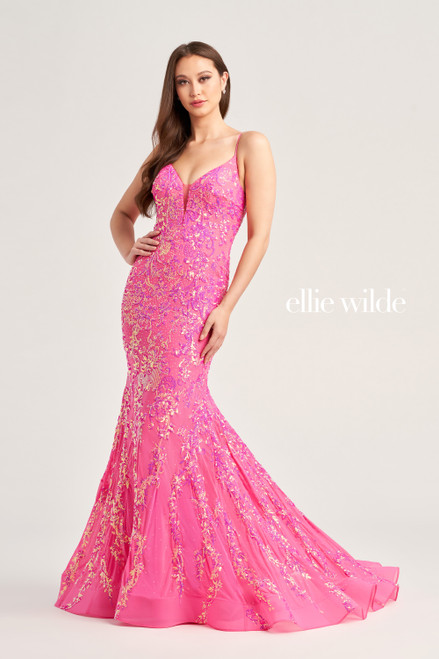 Ellie Wilde by Mon Cheri EW35048 Embroidered Mesh Long Dress