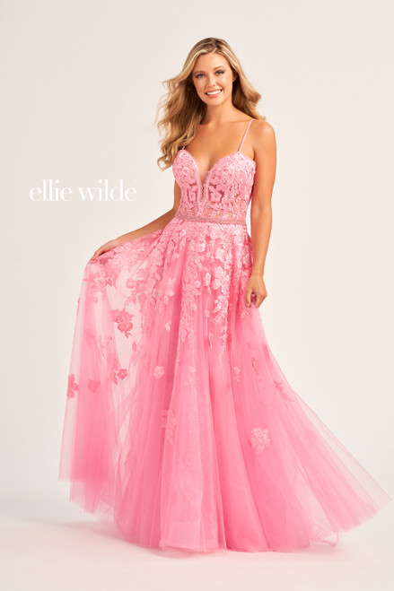 Ellie Wilde by Mon Cheri EW35016 Lace Applique Tulle Dress