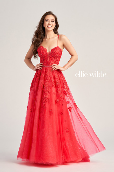 Ellie Wilde by Mon Cheri EW35016 Lace Applique Tulle Dress