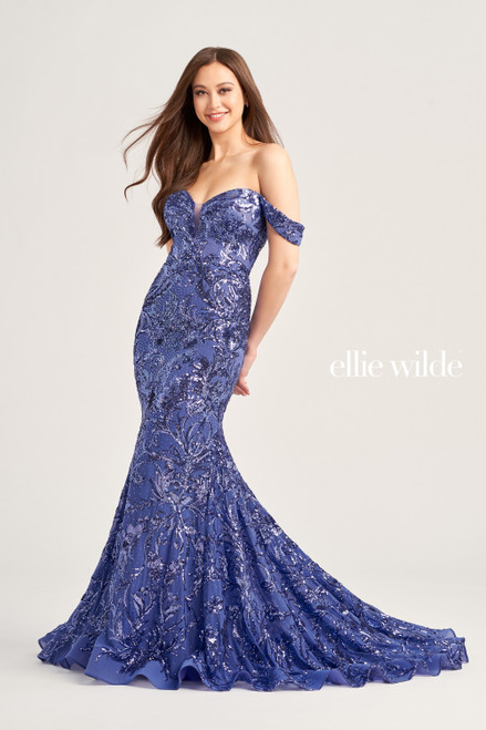 Ellie Wilde by Mon Cheri EW35094 Embroidered Mesh Long Dress