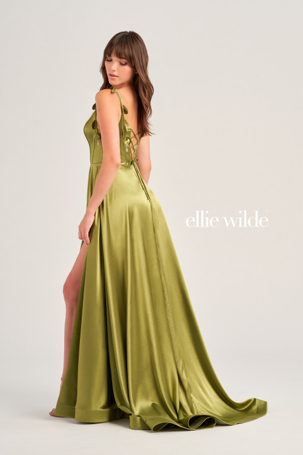 Ellie Wilde by Mon Cheri EW35215 Satin Scoop Neck Long Dress