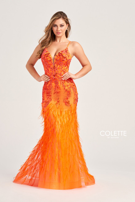 Colette by Daphne CL5103 Tulle Feathers Sleeveless Dress