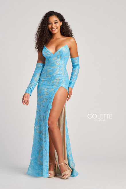 Colette by Daphne CL5107 Embroidered Sequin Tulle Dress