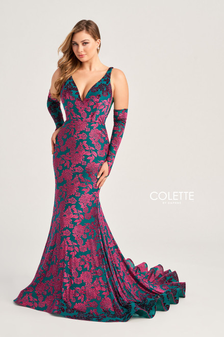 Colette by Daphne CL5121 Burnout Stretch Velvet Dress