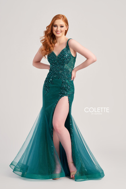 Colette by Daphne CL5122 Glitter Tulle Sequin Beads Dress