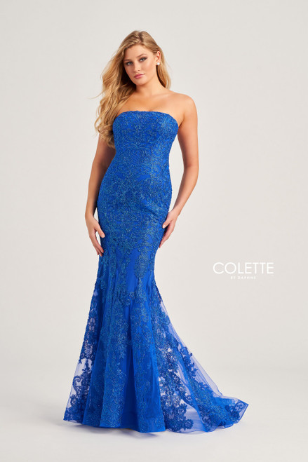 Colette by Daphne CL5123 Tulle Lace Applique Long Dress