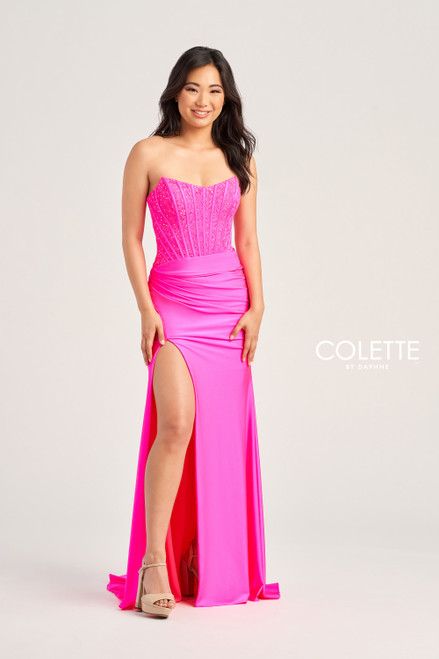 Colette by Daphne CL5158 Strapless Lace Scoop Neck Dress