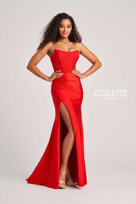 Colette by Daphne CL5158 Strapless Lace Scoop Neck Dress