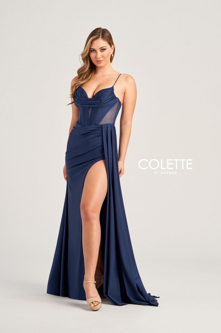 Colette by Daphne CL5159 Stretch Satin Crepe Tulle Dress