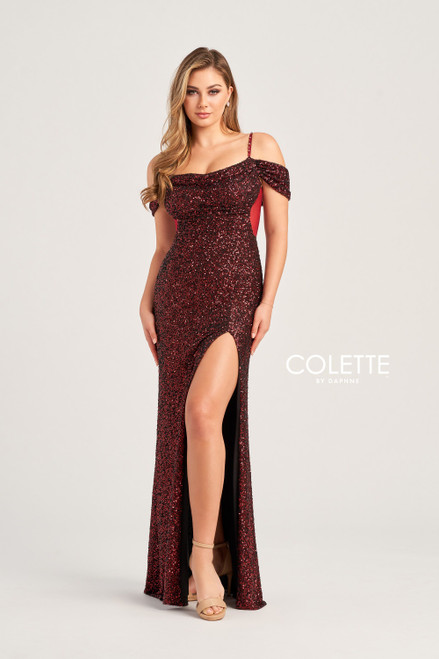 Colette by Daphne CL5160 Allover Sequin Tulle Long Dress