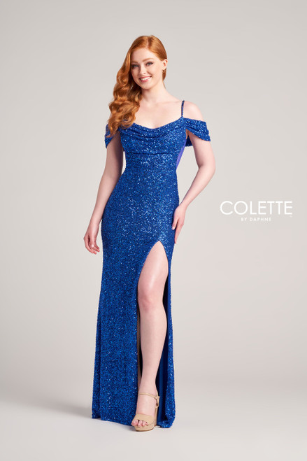 Colette by Daphne CL5160 Allover Sequin Tulle Long Dress