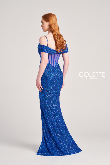 Colette by Daphne CL5160 Allover Sequin Tulle Long Dress