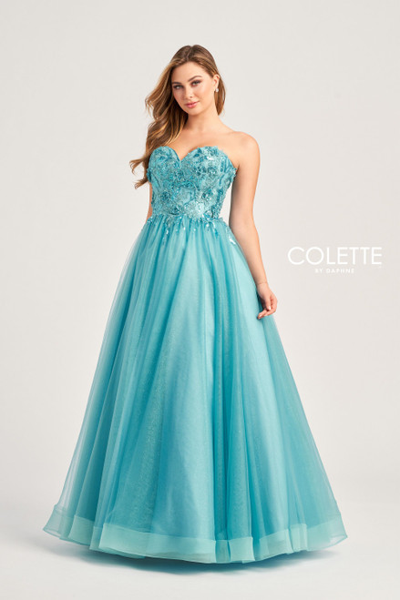 Colette by Daphne CL5161 Novelty Glitter Tulle Long Dress