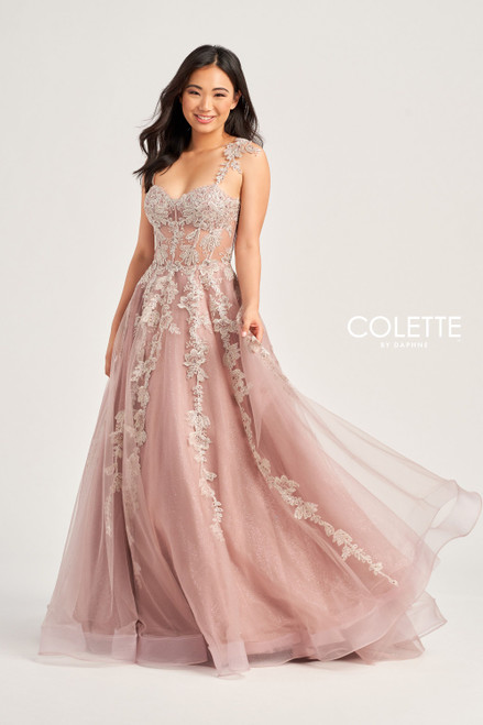 Colette by Daphne CL5165 Glitter Tulle Lace Straps Dress