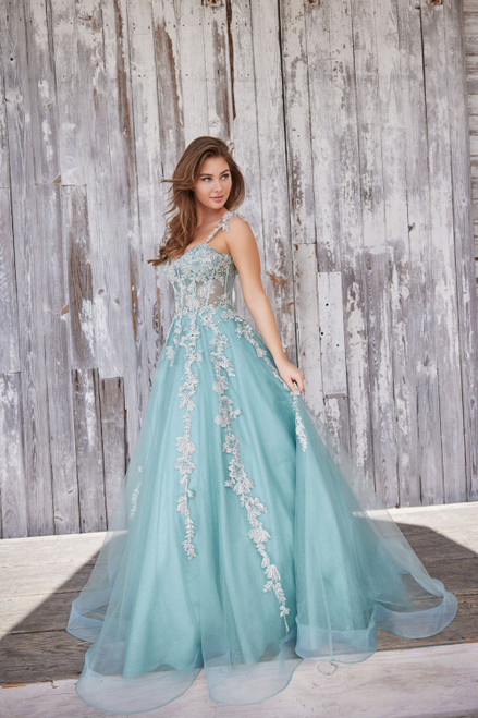 Colette by Daphne CL5165 Glitter Tulle Lace Straps Dress