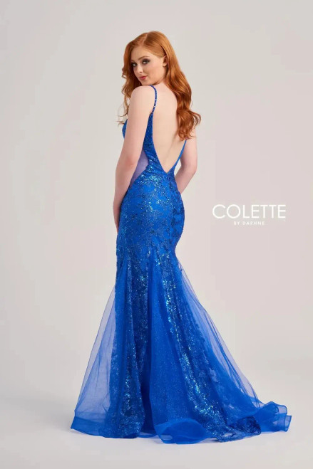 Colette by Daphne CL5202 Tulle Stone Accents Sequin Dress