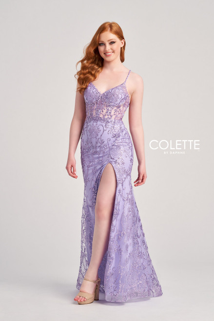 Colette by Daphne CL5203 Tulle Stone Accents Sequin Dress