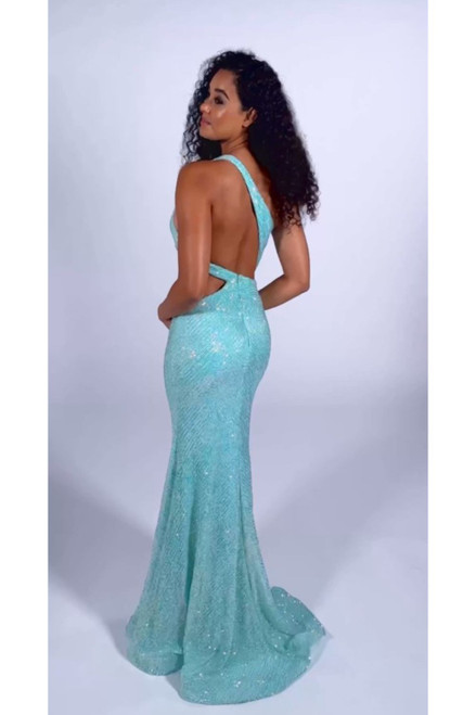 Colette by Daphne CL5208 Sequin One Shoulder Long Dress