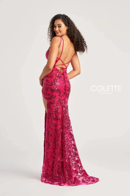 Colette by Daphne CL5210 Novelty Sequin Tulle Long Dress