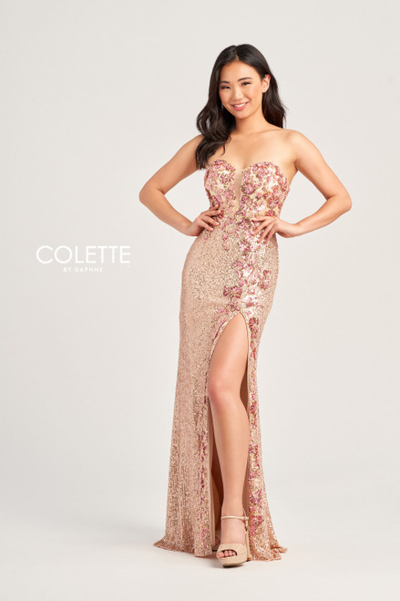 Colette by Daphne CL5211 Sequin Motif Strapless Dress