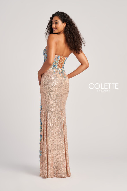 Colette by Daphne CL5211 Sequin Motif Strapless Dress