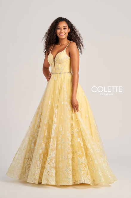 Colette by Daphne CL5233 Novelty Glitter Tulle Long Dress