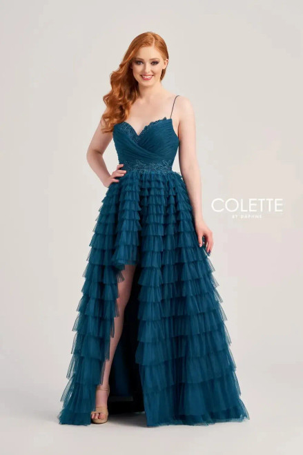 Colette by Daphne CL5235 Tulle Lace Applique Long Dress