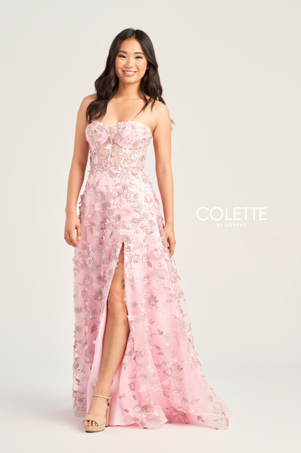 Colette by Daphne CL5249 Embroidered Tulle Long Dress
