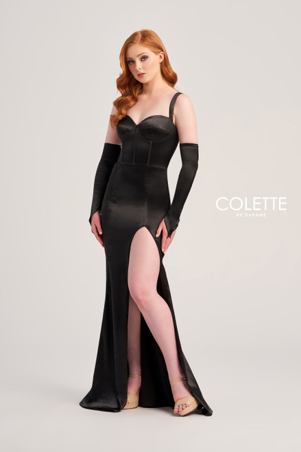Colette by Daphne CL5252 Stretch Matte Satin Long Dress