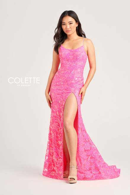 Colette by Daphne CL5264 Novelty Sequin Lace Long Dress