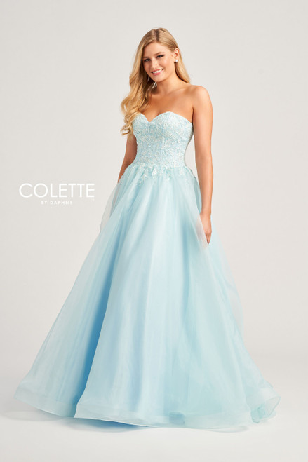 Colette by Daphne CL5265 Novelty Lace Organza Long Dress