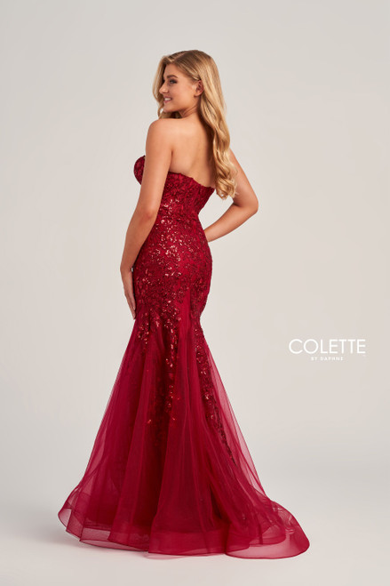 Colette by Daphne CL5274 Tulle Applique Sequin Long Dress