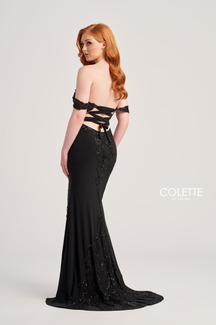 Colette by Daphne CL5276 Sequin Stone Accents Long Dress