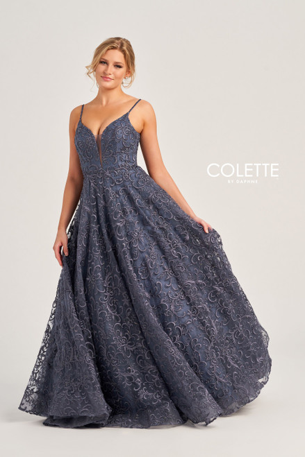 Colette by Daphne CL5280 Accents Glitter Tulle Long Dress