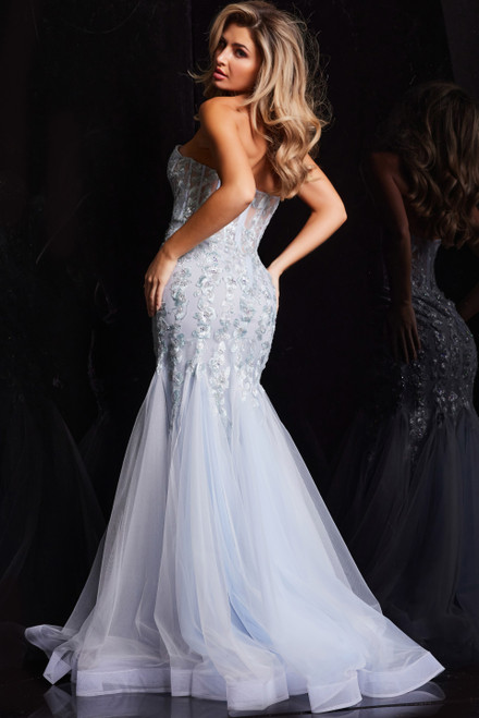 Jovani 22924 Tulle Strapless Sweetheart Neck Fitted Dress