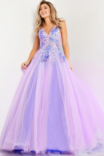 Jovani 24602 Tulle Floral Embroidered Bodice Long Ballgown