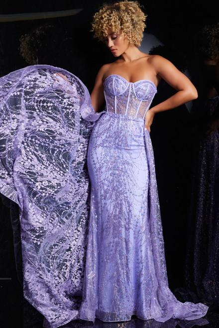 Jovani 36736 Tulle Sequin Embellished Sweetheart Neck Dress