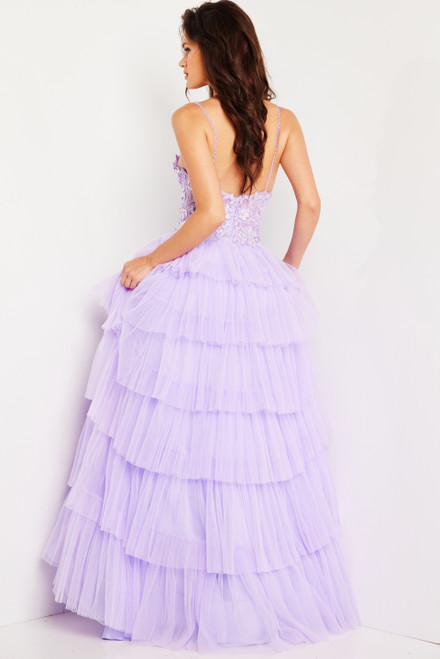 Jovani 37190 Tulle Embroidered Bodice V-neck Sleeveless Gown