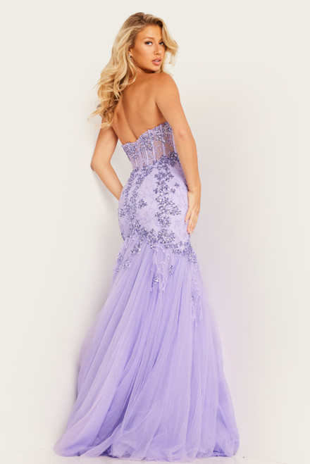 Jovani 37249 Tulle Sequin Sweetheart Neck Strapless Dress