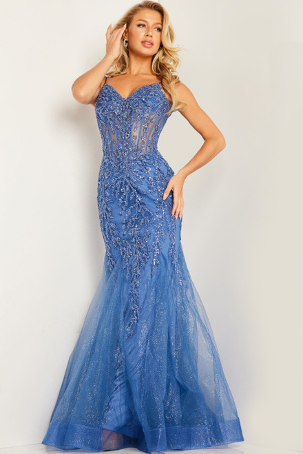 Jovani 37416 Glitter Tulle Embellished Sleeveless Dress