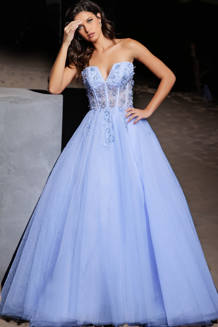 Jovani 37460 Tulle Embellished Bodice Strapless Ballgown