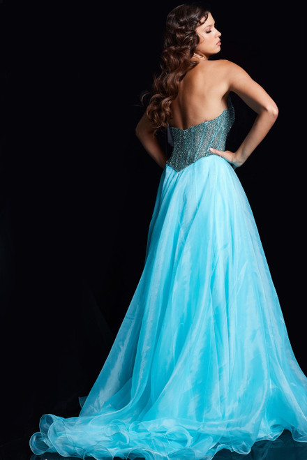 Jovani 38179 Organza Embellished Bodice Strapless Long Gown