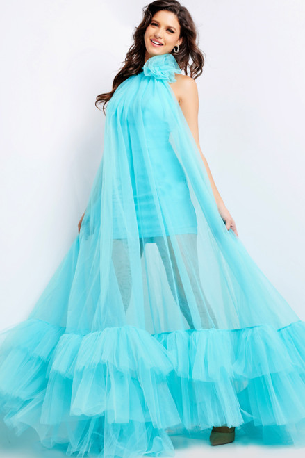 Jovani 38720 Tulle Jersey High Neck Sleeveless Maxi Gown