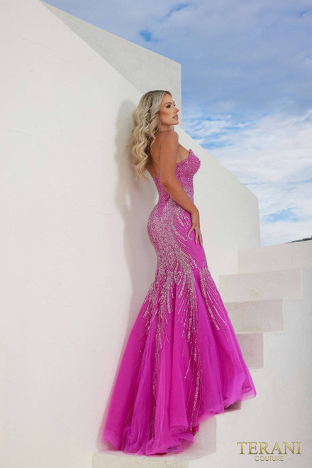 Terani Couture 241P2171 Tulle Strapless Neck Mermaid Dress