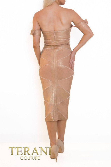 Terani Couture 241C2318 Metallic Jacquard Cocktail Dress