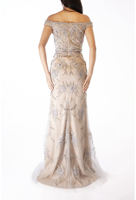 Terani Couture 232E1206 Lace Off-Shoulder Neck Column Dress